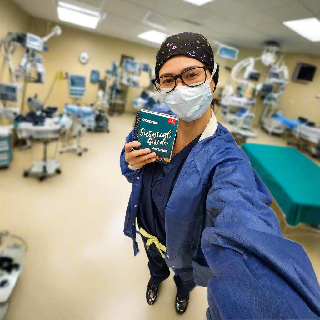 Stack of Surgical Tech Books featuring detailed illustrations of surgical procedures and instruments, essential for student and professional education