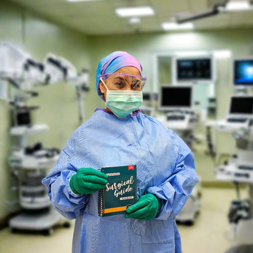 Stack of Surgical Tech Books featuring detailed illustrations of surgical procedures and instruments, essential for student and professional education